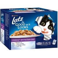 Корм для кошек Latz ассорти мясное/рыбное в желе 12x100 гр