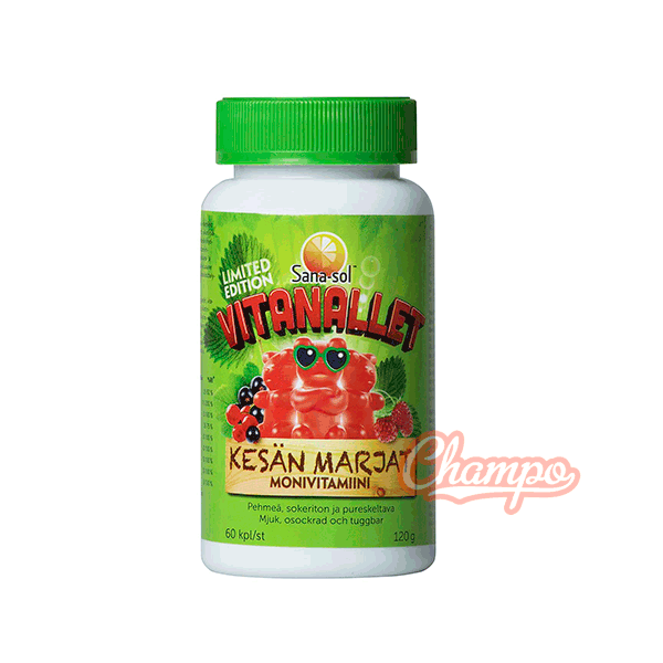 Жевательные мультивитамины Sana-Sol Vitanallet Kesan Marjat 60 шт