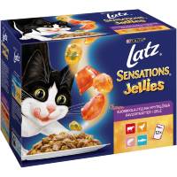 Корм для кошек Latz Sensations Jellies ассорти мясное/рыбное 12x100 гр